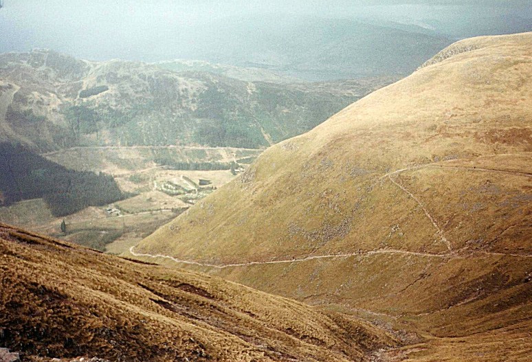 View of Glen Nevis from the Ben Nevis summit path.