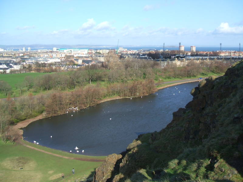 Climbing up Arthur's Seat in Edinburgh.