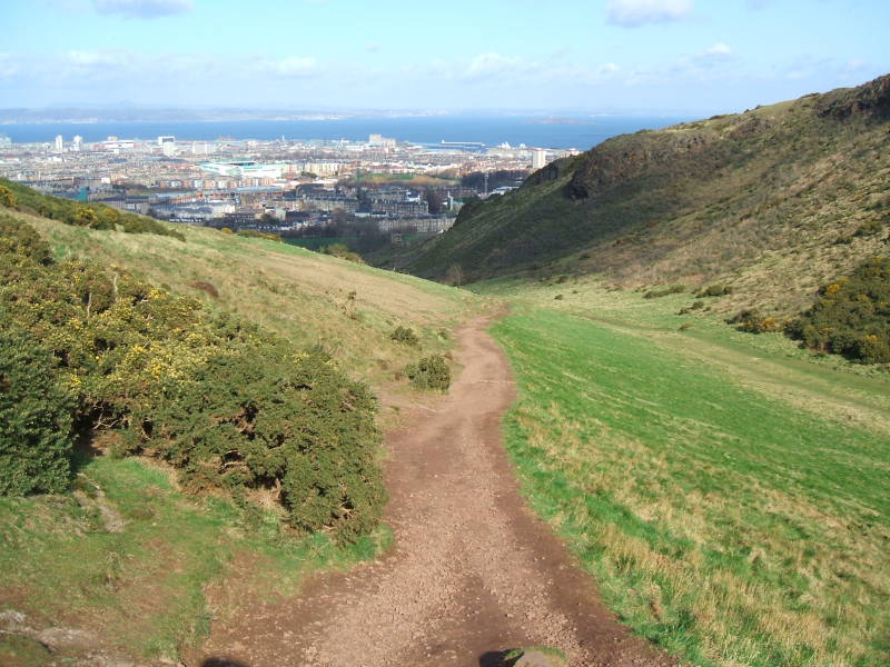 View of the Firth of Forth from Arthur's Seat from in Edinburgh.