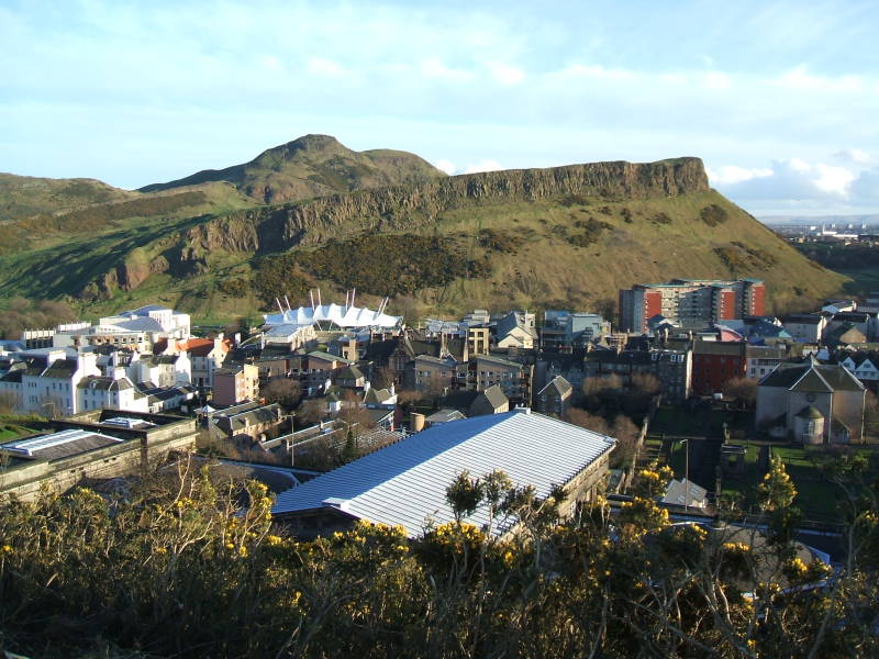 Arthur's Seat as seen from Calton Hill in Edinburgh.