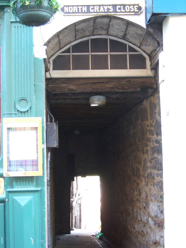 Passageway to a 'close' along the Royal Mile in Edinburgh, between the Castle and Parliament.