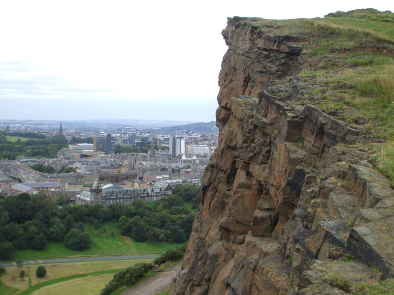 Salisbury Crags on the west side of Arthur's Seat in Edinburgh.