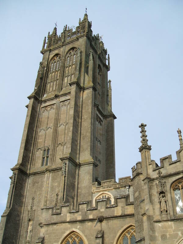 Saint John's Church along the High Street in Glastonbury.