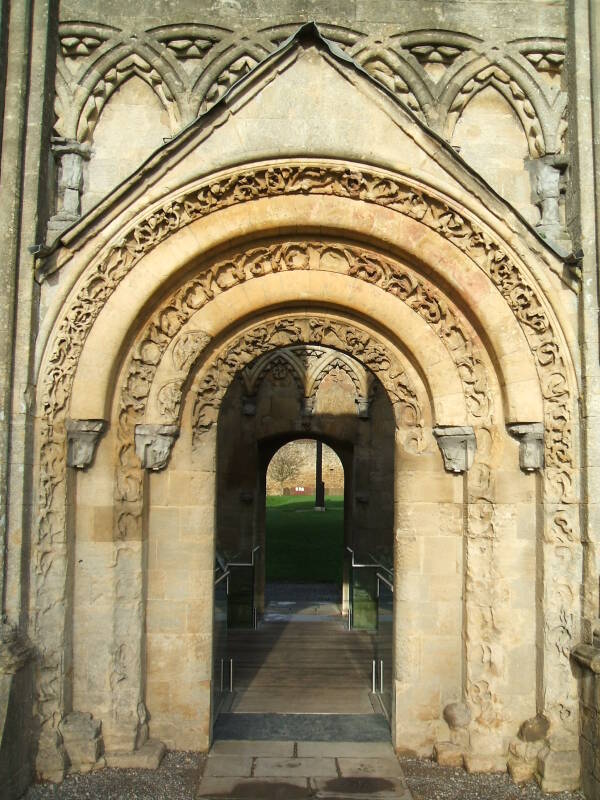 Arched doorway at Glastonbury Abbey.