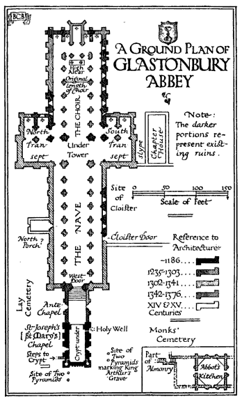 Ground plan of Glastonbury Abbey's Great Church.