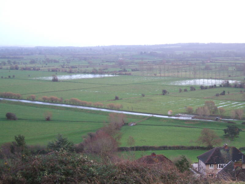 View from Wearyall Hill over the surrounding low land and water.