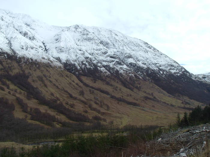 Glen Nevis and western slopes of Ben Nevis and Meall an t-Suidhe, Scotland.