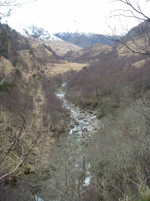 The valley Eas an Tuill in upper Glen Nevis in Scotland
