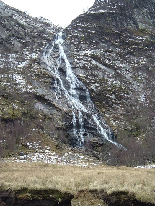 The waterfall An Steall coming down from An Gearanach, above Glen Nevis.