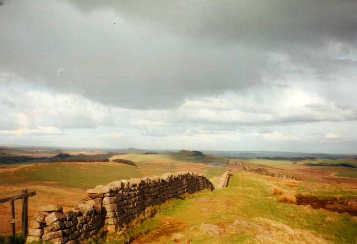 High viewpoint on Hadrian's Wall, Northumberland, England.