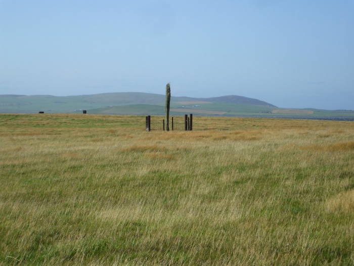 Barnhouse Stone, a standing stone near the Maeshowe chambered cairn and passage tomb.