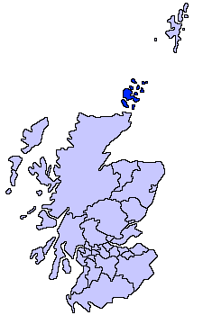 Orkney Islands, off the north coast of Scotland, from https://en.wikipedia.org/wiki/File:ScotlandOrkneyIslands.png.
