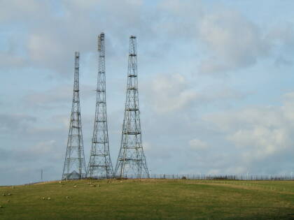 The Chain Home World War II radar towers at Swingate outside Dover.