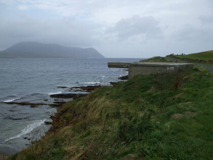 Scapa Flow and World War II naval fortifications in Orkney.