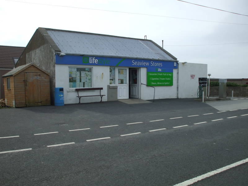 A small shop forming the commercial district of the Burray Village, Orkney.