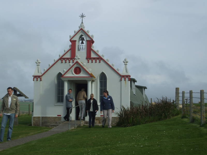 Exterior of the Italian Chapel on Lamb Holm, Orkney.