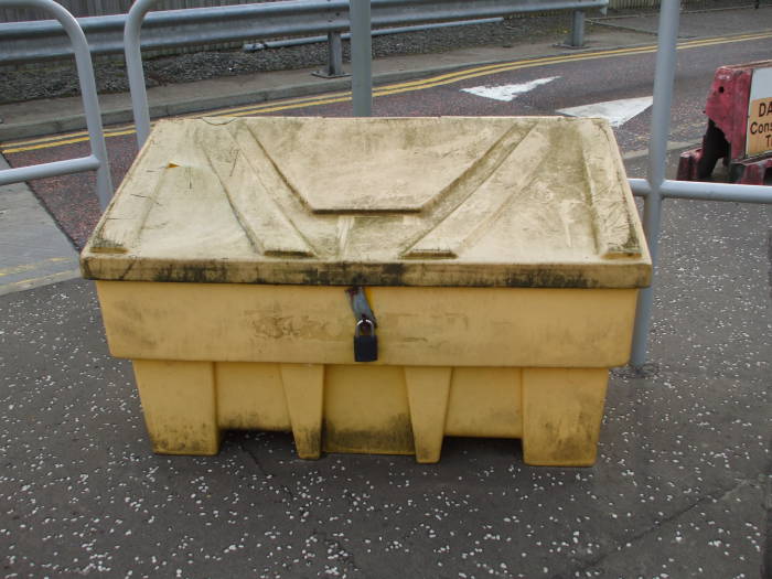 A locked grit box in Edinburgh.