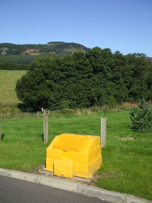 A grit box just outside Pitlochry, Scotland, in the Lower Highlands.