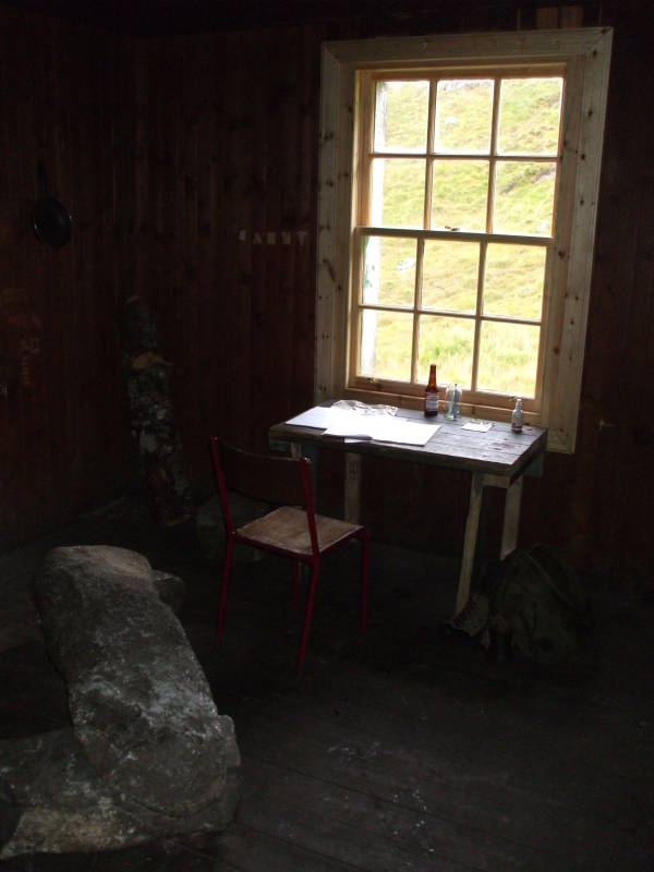 Interior of Staoineag Bothy, in Lochaber, in the Scottish Highlands.