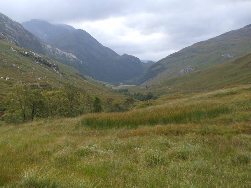 An Steall lodge comes into view.