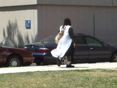 A dignified samurai strides away at Otakon anime and manga conference in Baltimore.