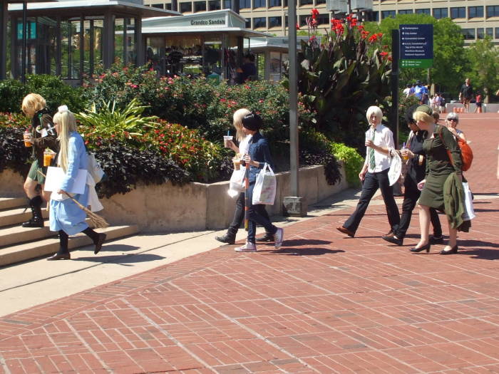 A Japanese anime fan dressed as an American WWII service woman at the Otakon anime and manga conference in Baltimore.