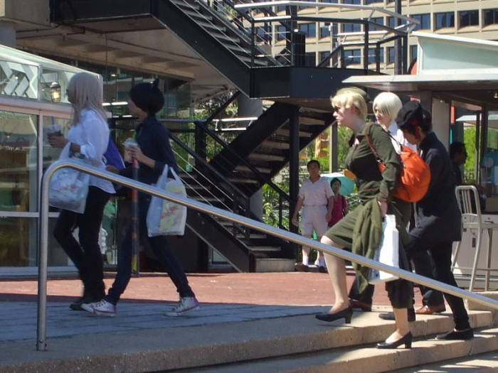 A Japanese anime fan dressed as an American WWII service woman at the Otakon anime and manga conference in Baltimore.