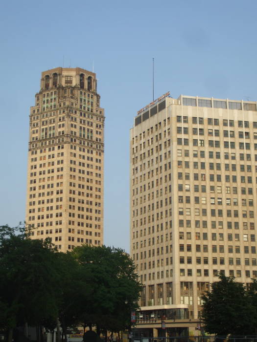 Office towers, largely vacant.