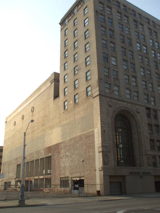 Michigan Building in downtown Detroit, former theatre converted to a parking garage.