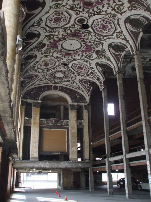 Interior of the Michigan Building in downtown Detroit, former theatre converted to a parking garage.