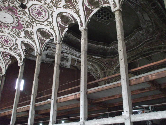 Interior of the Michigan Building in downtown Detroit, former theatre converted to a parking garage.