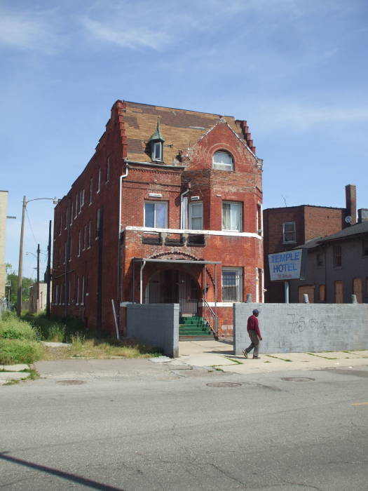 Temple Street east of Cass Street near the Masonic Temple in Detroit.