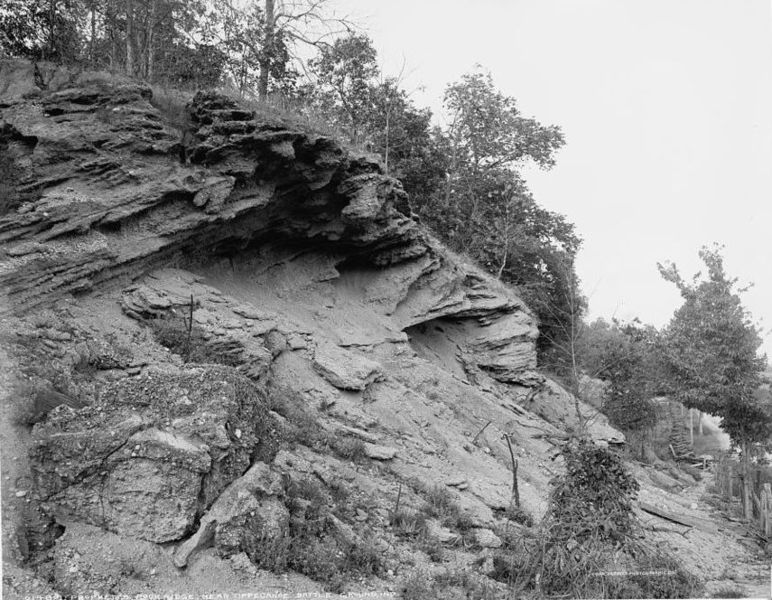 Library of Congress photo from 1902 of Prophet's Rock near Lafayette and Battle Ground, Indiana