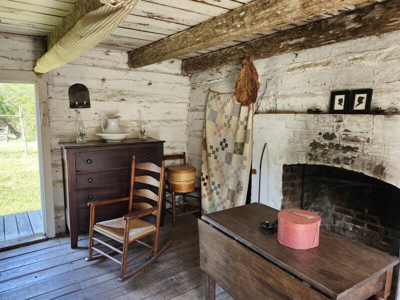 Bedroom within the Lincoln cabin south of Charleston, Illinois.