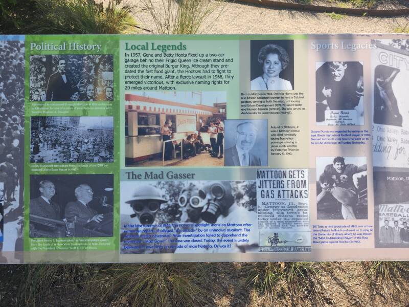 Historic placard in a park along Broadway near Hubbartt's and the Amtrak station.