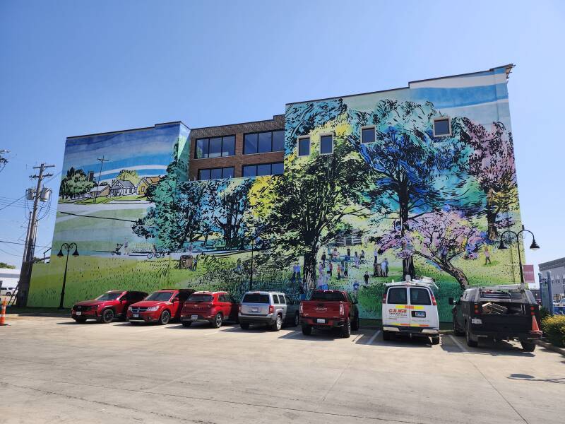 Mural across the parking lot at the Amtrak Station.