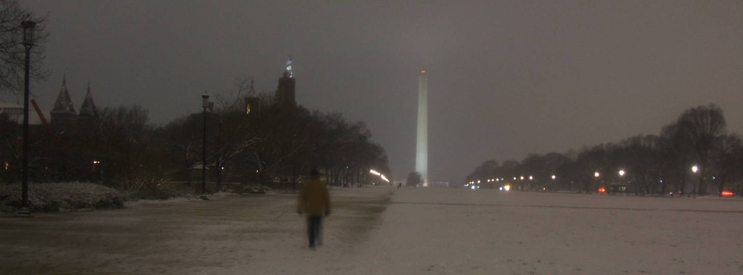 U.S. National Mall covered in snow.