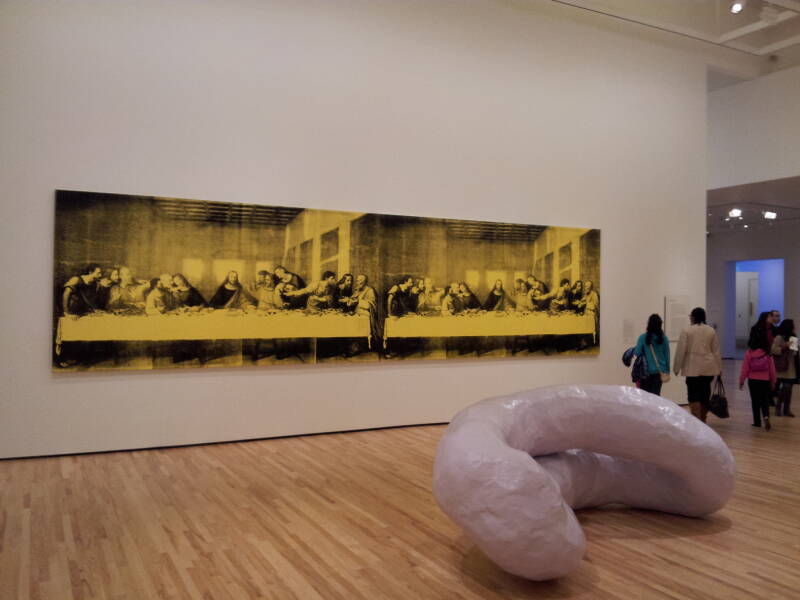 A re-imagining of Leonardo da Vinci's 'Last Supper' by Andy Warhol.