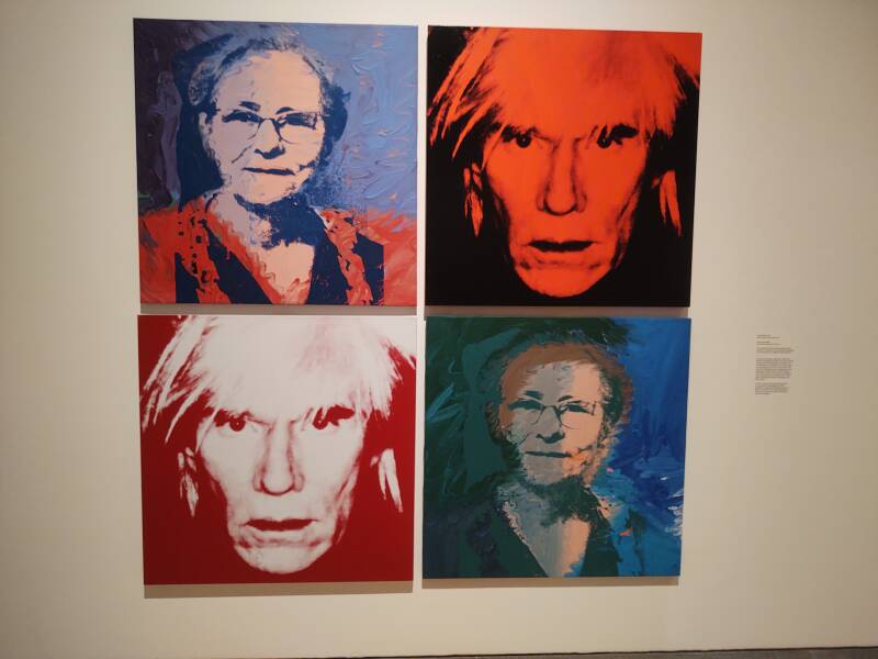 Andy Warhol self-portrait with his mother.