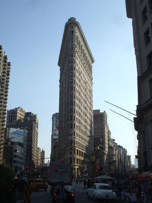 Daily Bugle offices in the Flatiron Building on Broadway at 23rd Street.