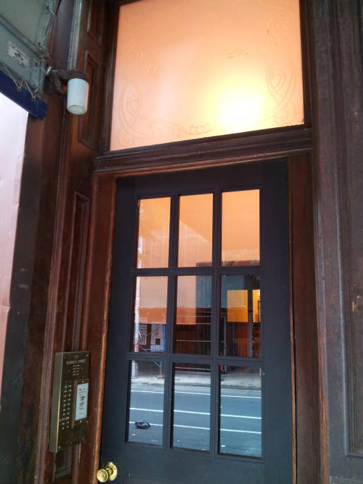 Entry door to townhouse of Doctor Strange at 177A Bleecker Street in Manhattan, New York.