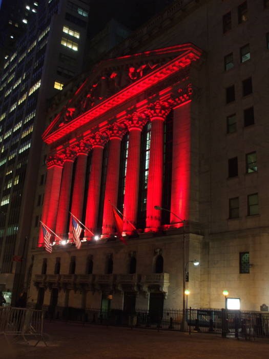 The New York Stock Exchange on Broad Street at Wall Street.