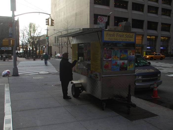 Breakfast vendor at Water Street and Hanover Place.