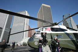 Marine One at the Downtown Manhattan Heliport, from https://wikipedia.org/wiki/File:Bush-downtown-nyc.jpg