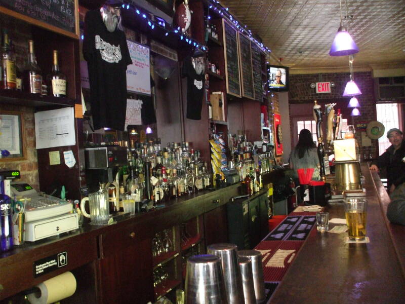 Interior, the bar at the Brazen Head craft brew pub on Atlantic Avenue in Brooklyn, New York.