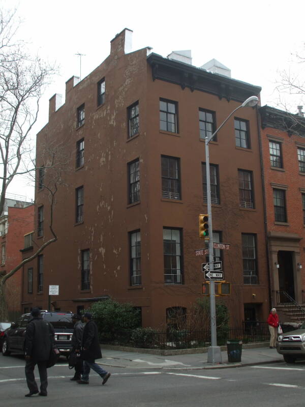 H.P. Lovecraft's home in Brooklyn, 169 Clinton Street, the southeast corner of Clinton and State.