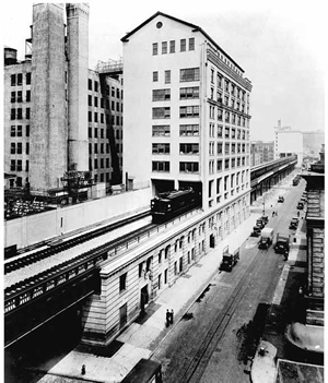 The High Line ran through the building in 1936, picture from Wikipedia.
