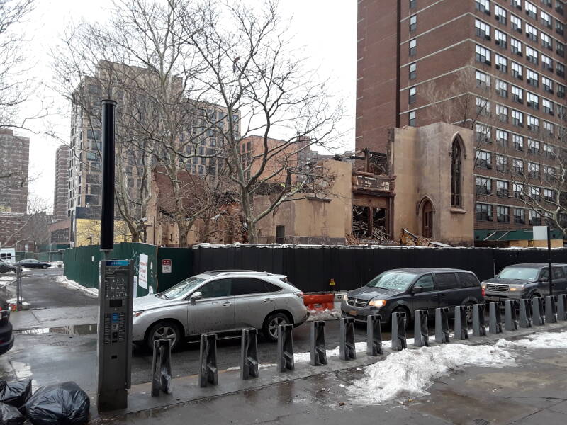 Demolition of Beth Hamedrash Hagadol synagogue at 60-64 Norfolk Street in 2018.