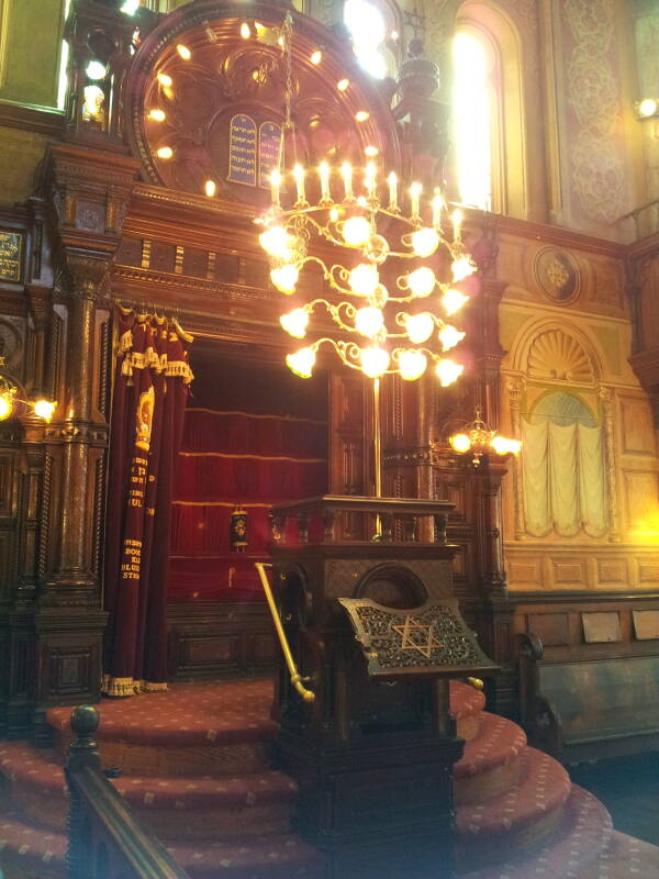 Interior of Eldridge Street Synagogue on the Lower East Side.