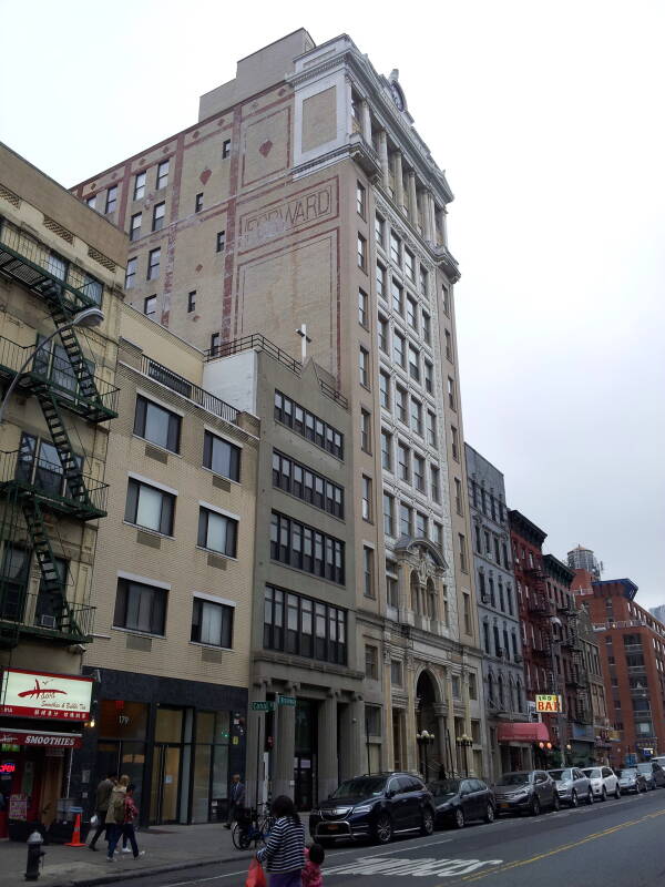 Home of 'The Jewish Daily Forward' or 'Forvets' in Yiddish, on the Lower East Side.